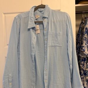 J. Crew Light Blue Gauze Button-Down Shirt